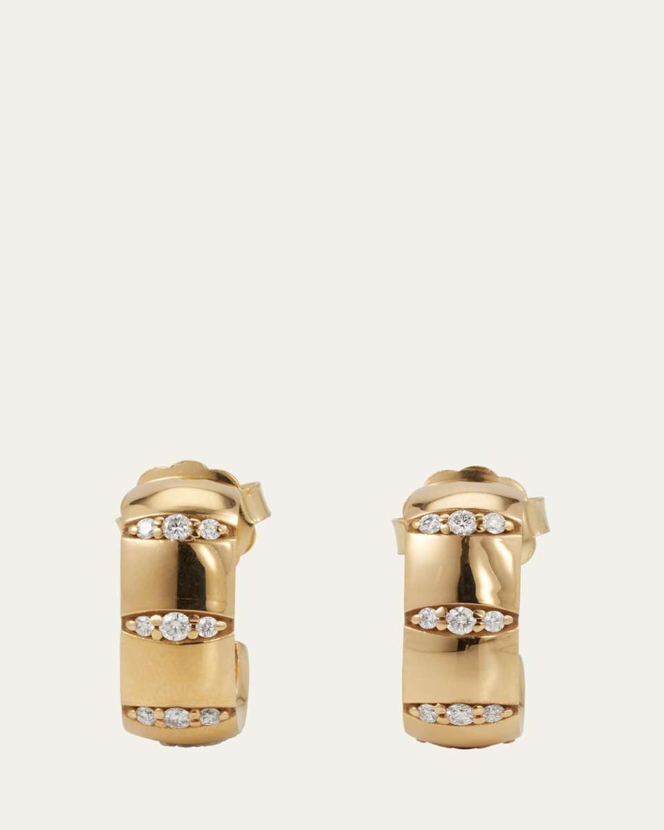 18K Yellow Gold Veda Squared Diamond Hoop Earrings